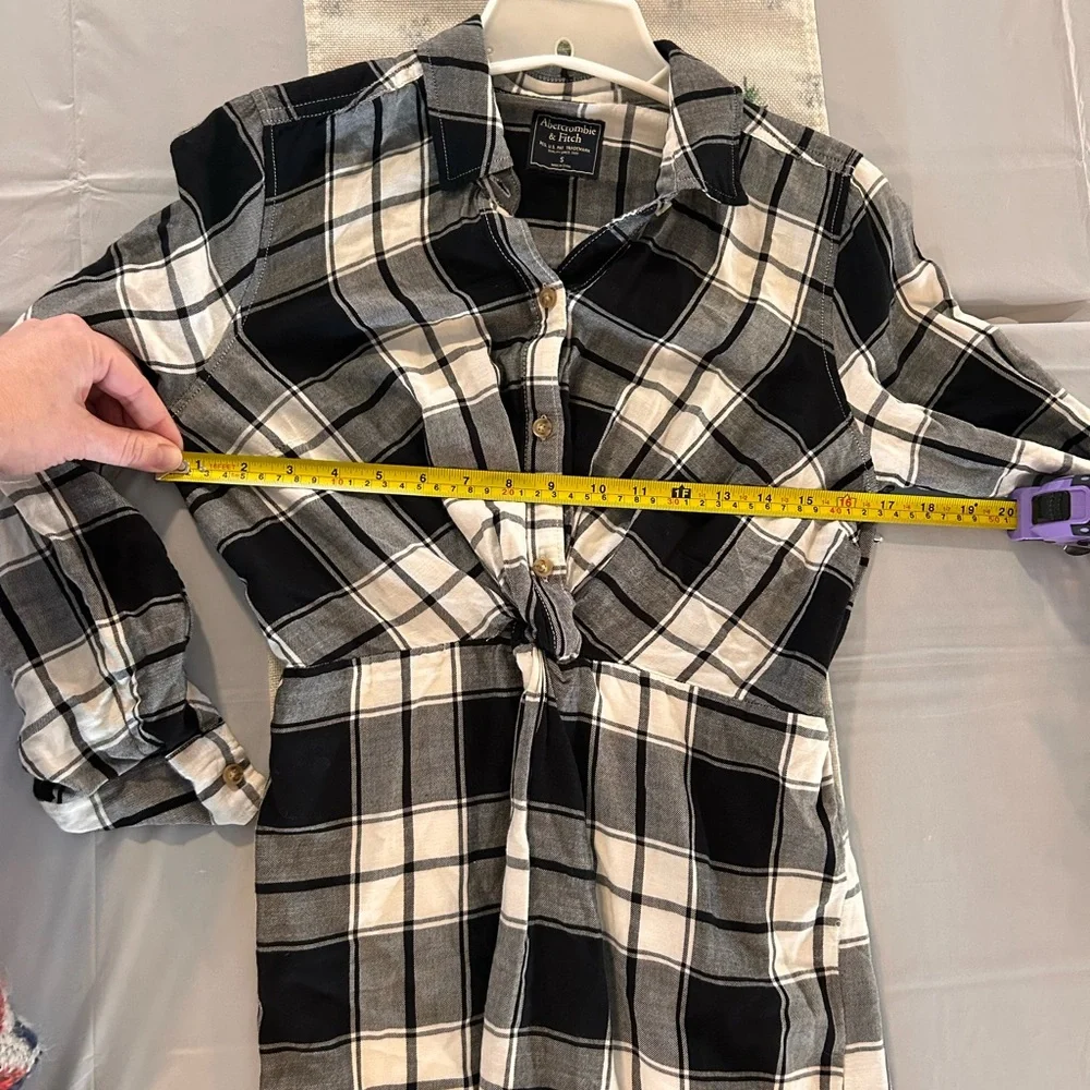 abercrombie‎ & fitch dress small Black And White Plaid Buttons in Front Babydoll